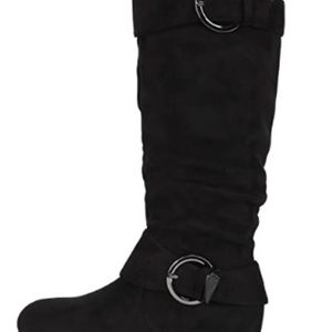 Dream Pairs Women's Black Suede Wide Calf Boot Size 7